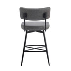 Brown Retro Swivel Counter Stool, Set of 2, PU Leather, Iron Frame