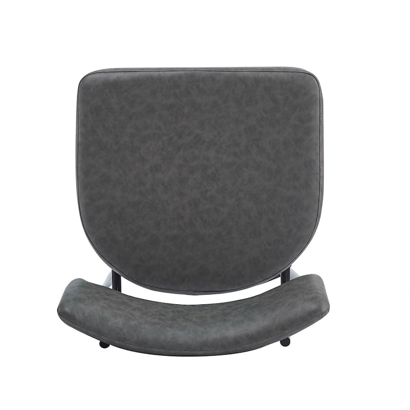 Brown Retro Swivel Counter Stool, Set of 2, PU Leather, Iron Frame
