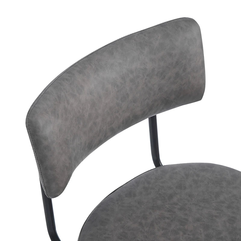 Brown Retro Swivel Counter Stool, Set of 2, PU Leather, Iron Frame