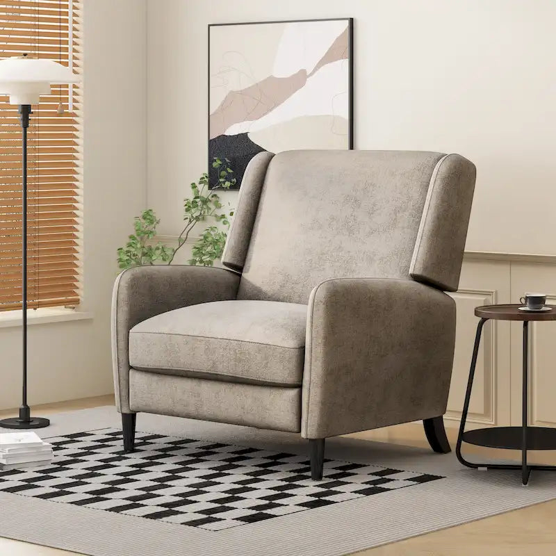 Beige / Navy Blue / Grey Oversized Textured Fabric Pushback Recliner, Single