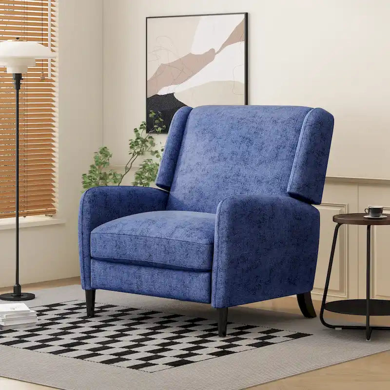 Beige / Navy Blue / Grey Oversized Textured Fabric Pushback Recliner, Single