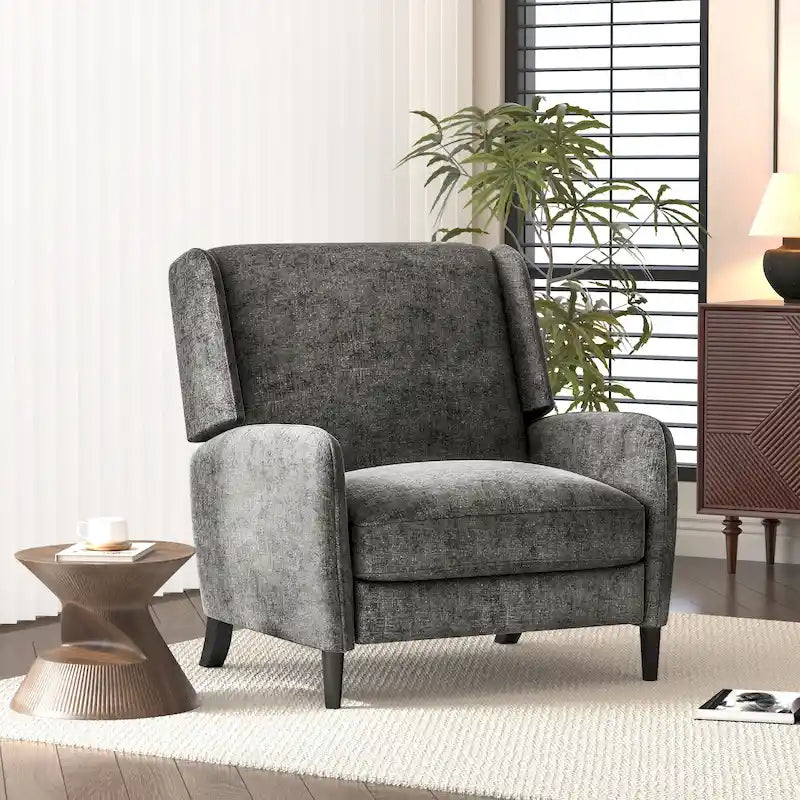 Beige / Navy Blue / Grey Oversized Textured Fabric Pushback Recliner, Single