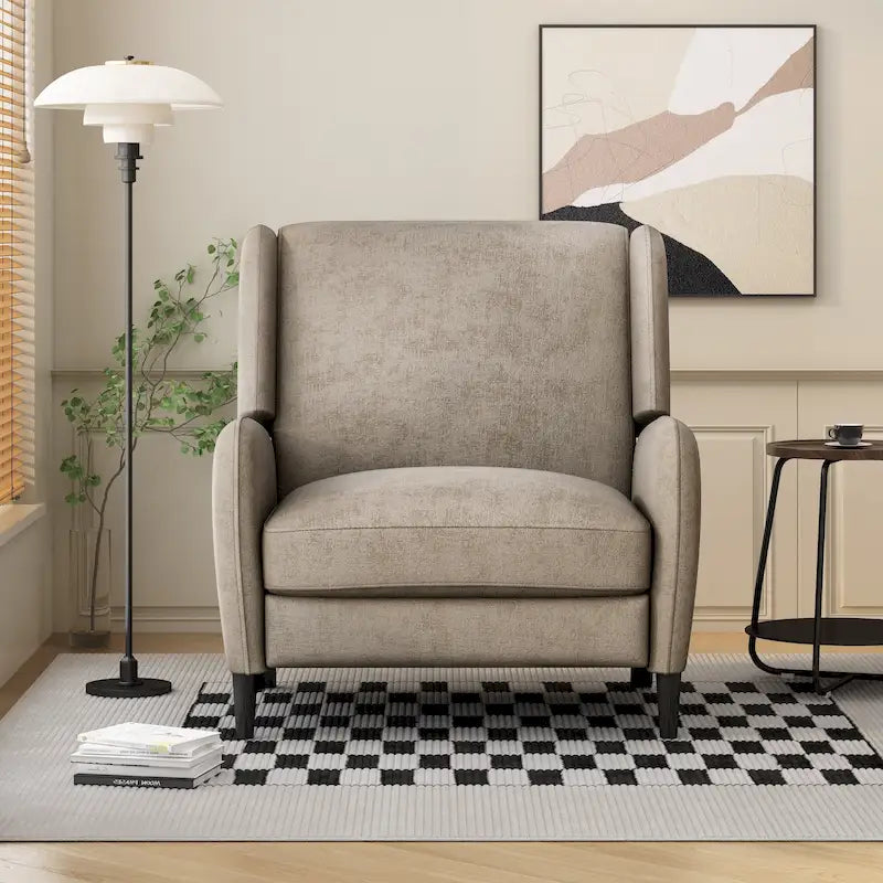 Beige / Navy Blue / Grey Oversized Textured Fabric Pushback Recliner, Single