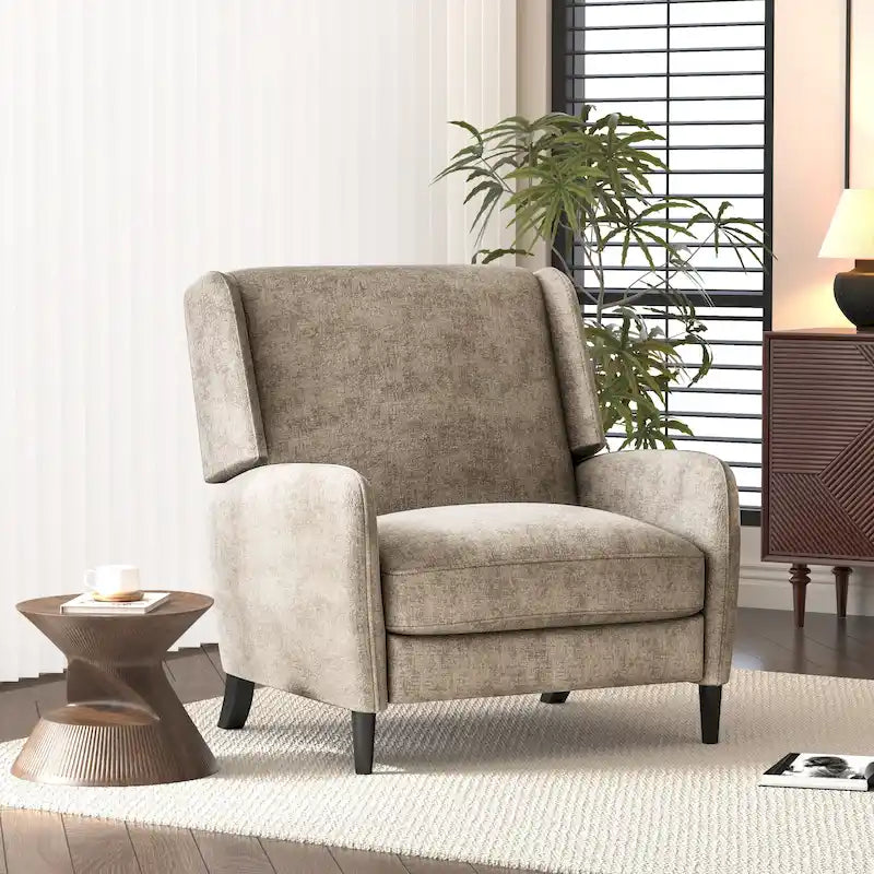 Beige / Navy Blue / Grey Oversized Textured Fabric Pushback Recliner, Single