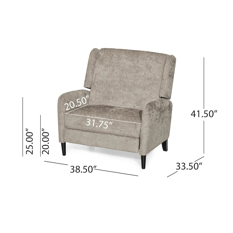 Beige / Navy Blue / Grey Oversized Textured Fabric Pushback Recliner, Single
