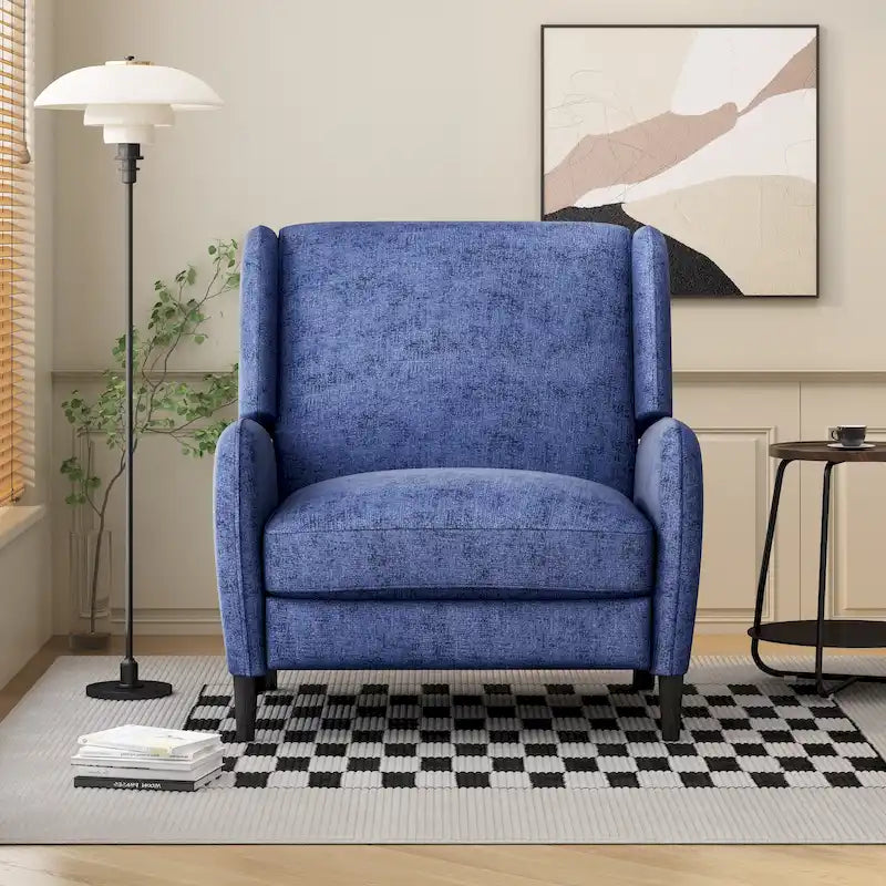 Beige / Navy Blue / Grey Oversized Textured Fabric Pushback Recliner, Single