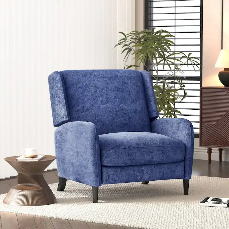 Beige / Navy Blue / Grey Oversized Textured Fabric Pushback Recliner, Single