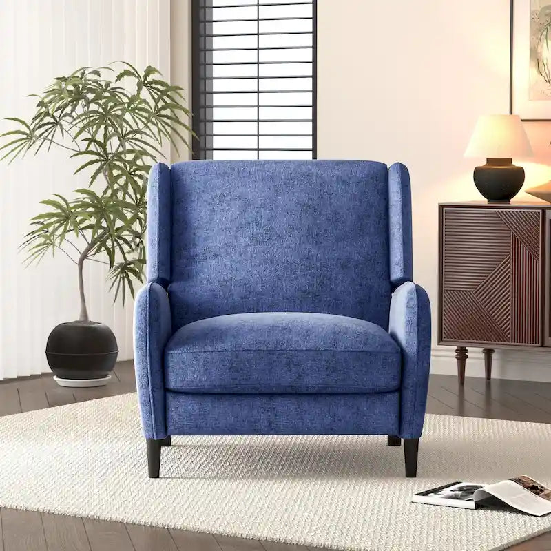 Beige / Navy Blue / Grey Oversized Textured Fabric Pushback Recliner, Single