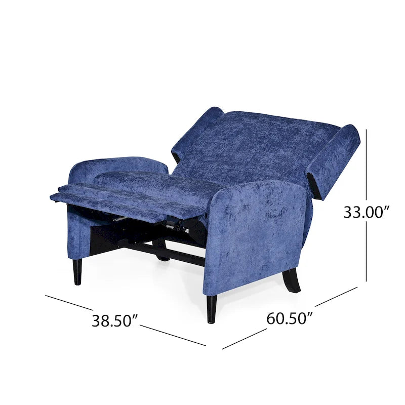 Beige / Navy Blue / Grey Oversized Textured Fabric Pushback Recliner, Single