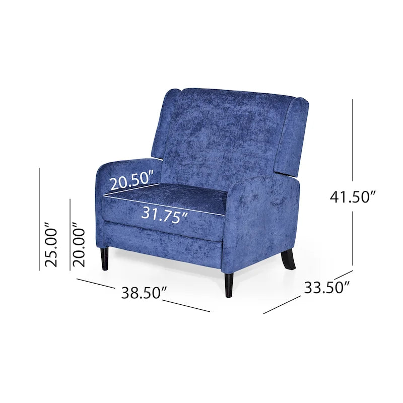 Beige / Navy Blue / Grey Oversized Textured Fabric Pushback Recliner, Single