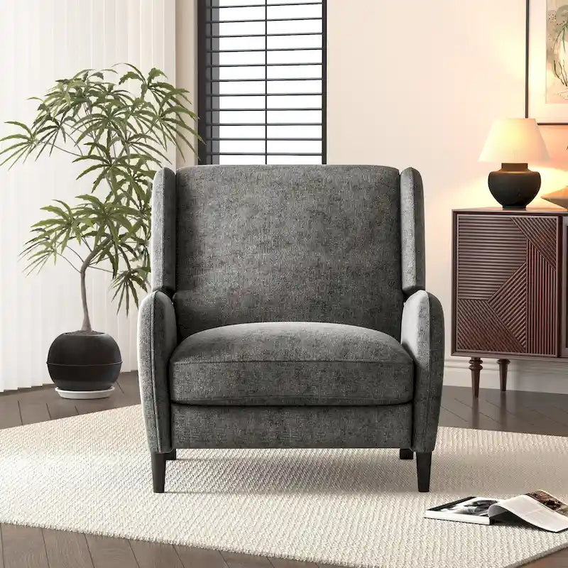 Beige / Navy Blue / Grey Oversized Textured Fabric Pushback Recliner, Single