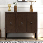 Brown / Navy Blue / Grey Storage Sideboard with Retro Handles, Adjustable Shelves, 1-Person Assembly