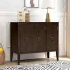 Brown / Navy Blue / Grey Storage Sideboard with Retro Handles, Adjustable Shelves, 1-Person Assembly