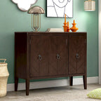 Brown / Navy Blue / Grey Storage Sideboard with Retro Handles, Adjustable Shelves, 1-Person Assembly