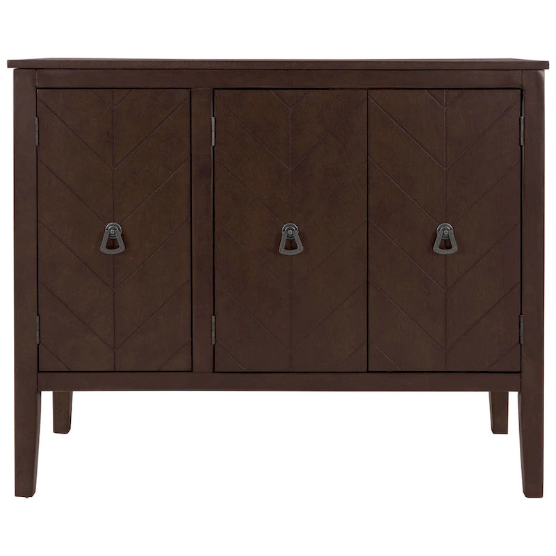 Brown / Navy Blue / Grey Storage Sideboard with Retro Handles, Adjustable Shelves, 1-Person Assembly
