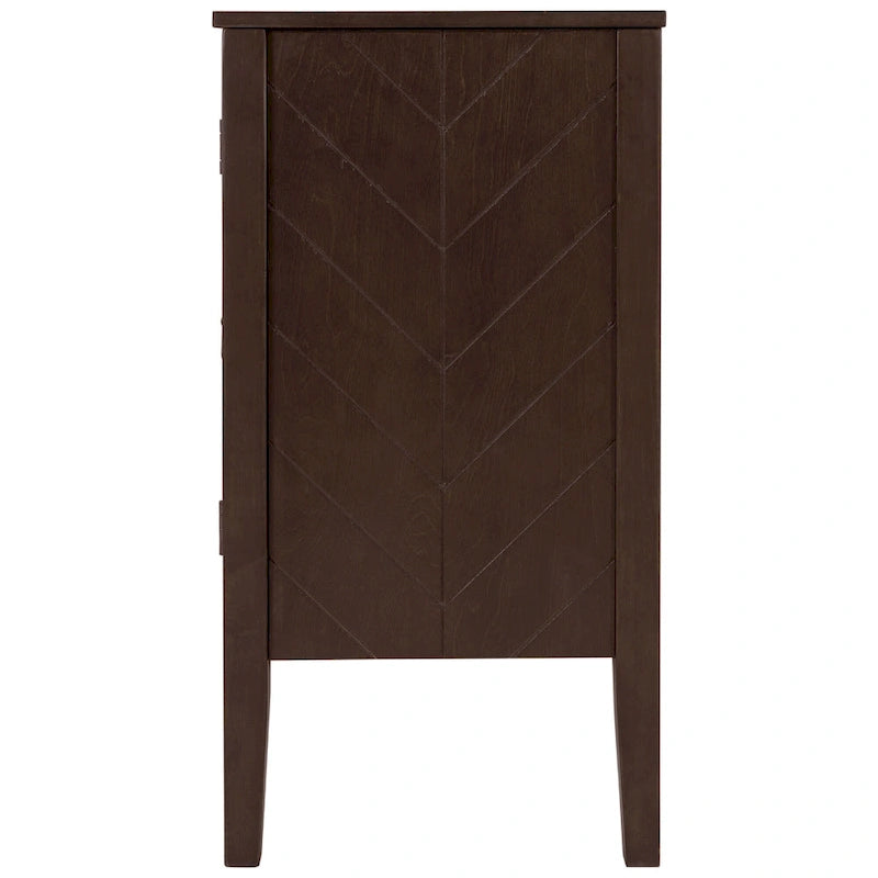 Brown / Navy Blue / Grey Storage Sideboard with Retro Handles, Adjustable Shelves, 1-Person Assembly
