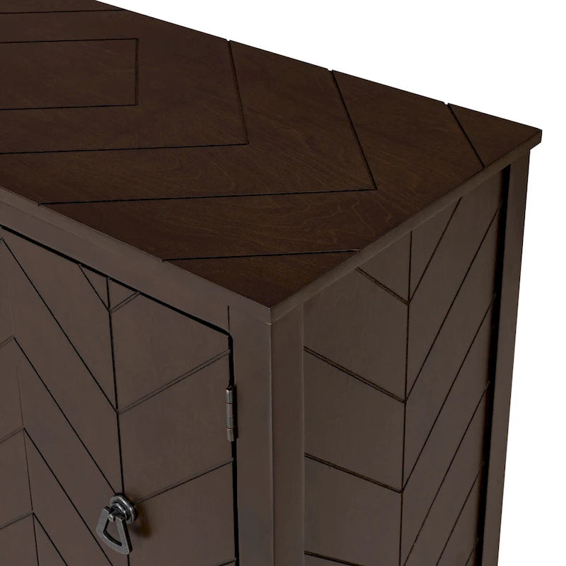 Brown / Navy Blue / Grey Storage Sideboard with Retro Handles, Adjustable Shelves, 1-Person Assembly