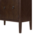 Brown / Navy Blue / Grey Storage Sideboard with Retro Handles, Adjustable Shelves, 1-Person Assembly