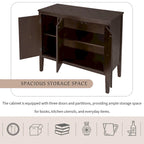 Brown / Navy Blue / Grey Storage Sideboard with Retro Handles, Adjustable Shelves, 1-Person Assembly