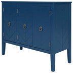 Brown / Navy Blue / Grey Storage Sideboard with Retro Handles, Adjustable Shelves, 1-Person Assembly