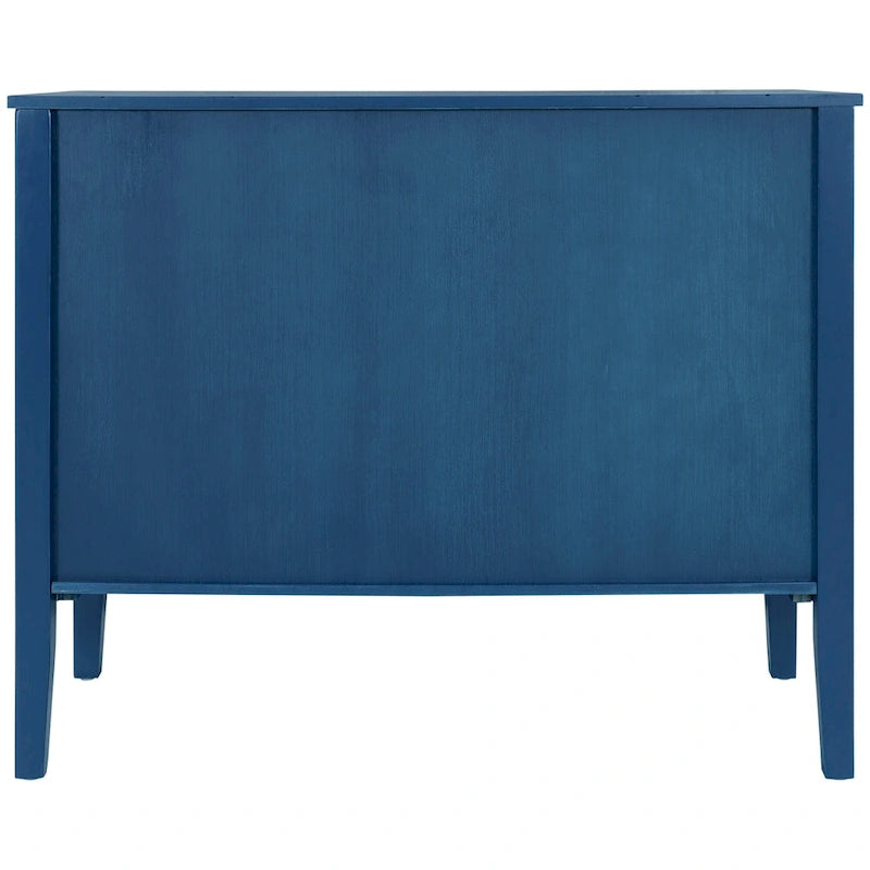 Brown / Navy Blue / Grey Storage Sideboard with Retro Handles, Adjustable Shelves, 1-Person Assembly