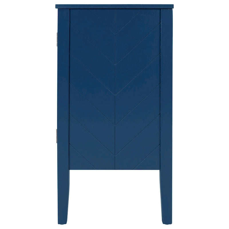 Brown / Navy Blue / Grey Storage Sideboard with Retro Handles, Adjustable Shelves, 1-Person Assembly