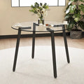 Black/Transparent/Gold Tempered Glass Square Dining Table, Seats 4