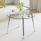 Black/Transparent/Gold Tempered Glass Square Dining Table, Seats 4