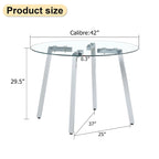 Black/Transparent/Gold Tempered Glass Square Dining Table, Seats 4