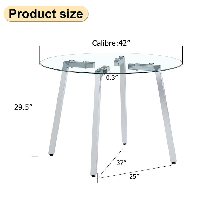Black/Transparent/Gold Tempered Glass Square Dining Table, Seats 4