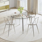 Black/Transparent/Gold Tempered Glass Square Dining Table, Seats 4