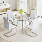 Black/Transparent/Gold Tempered Glass Square Dining Table, Seats 4