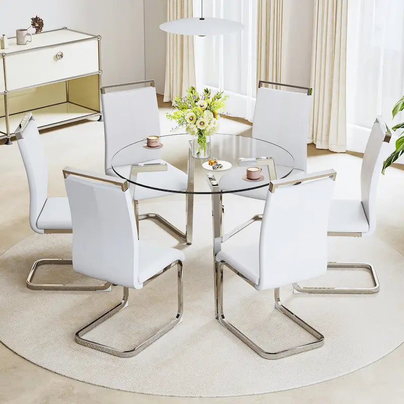 Black/Transparent/Gold Tempered Glass Square Dining Table, Seats 4