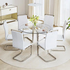 Black/Transparent/Gold Tempered Glass Square Dining Table, Seats 4