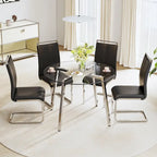 Black/Transparent/Gold Tempered Glass Square Dining Table, Seats 4