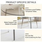 Black/Transparent/Gold Tempered Glass Square Dining Table, Seats 4