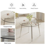 Black/Transparent/Gold Tempered Glass Square Dining Table, Seats 4