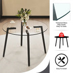 Black/Transparent/Gold Tempered Glass Square Dining Table, Seats 4