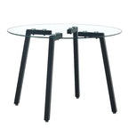 Black/Transparent/Gold Tempered Glass Square Dining Table, Seats 4