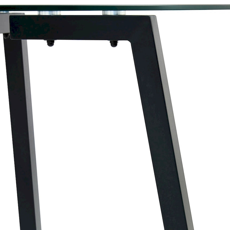 Black/Transparent/Gold Tempered Glass Square Dining Table, Seats 4