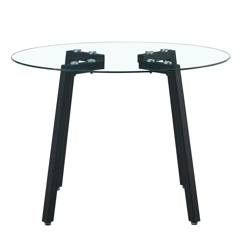 Black/Transparent/Gold Tempered Glass Square Dining Table, Seats 4