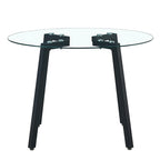 Black/Transparent/Gold Tempered Glass Square Dining Table, Seats 4