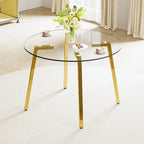 Black/Transparent/Gold Tempered Glass Square Dining Table, Seats 4
