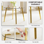 Black/Transparent/Gold Tempered Glass Square Dining Table, Seats 4
