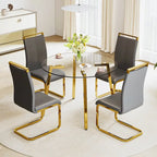 Black/Transparent/Gold Tempered Glass Square Dining Table, Seats 4