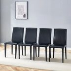 Black High-Back Armless Dining Chair, PU Leather, Set of 4