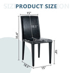 Black High-Back Armless Dining Chair, PU Leather, Set of 4