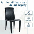 Black High-Back Armless Dining Chair, PU Leather, Set of 4