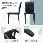 Black High-Back Armless Dining Chair, PU Leather, Set of 4