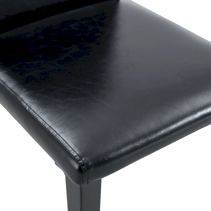 Black High-Back Armless Dining Chair, PU Leather, Set of 4